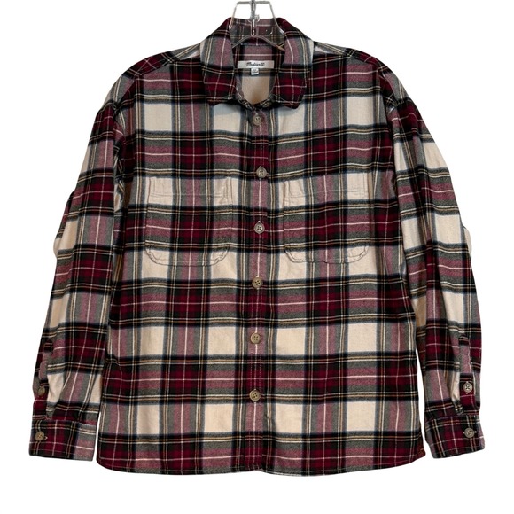 Madewell Tops - Madewell Women XS Plaid Flannel Cotton Button Down Shirt Oversized Gorpcore Cozy